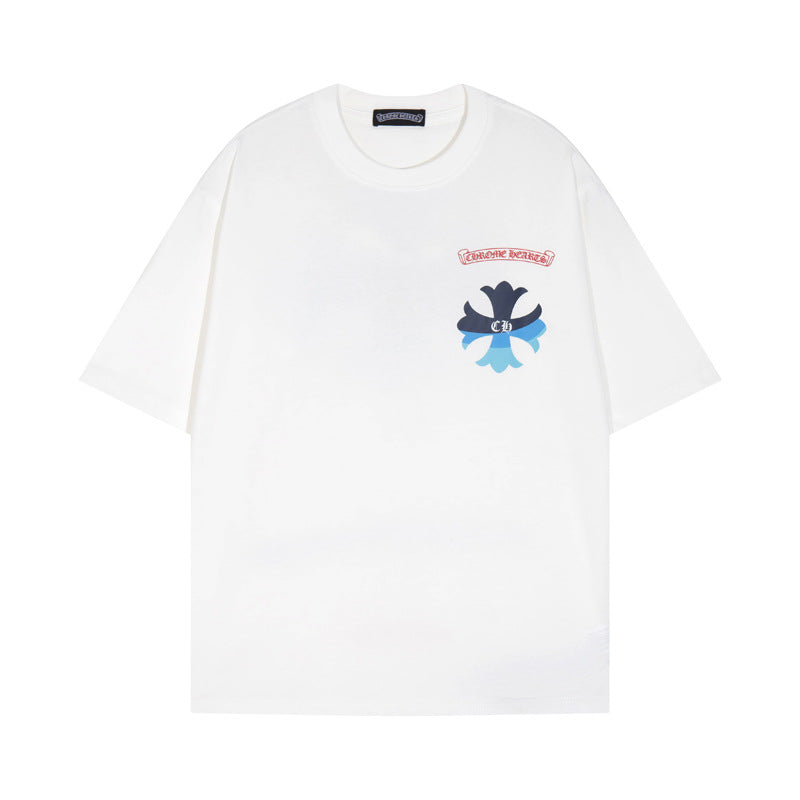 Chrome Heart T Shirts Croix Cross Color Leather Printed Short Sleeve T-Shirt