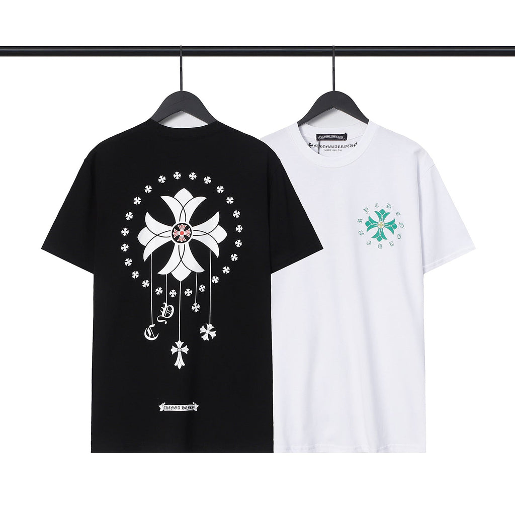 Chrome Heart T Shirts Cross Casual Loose Cotton Crew Neck T-Shirt