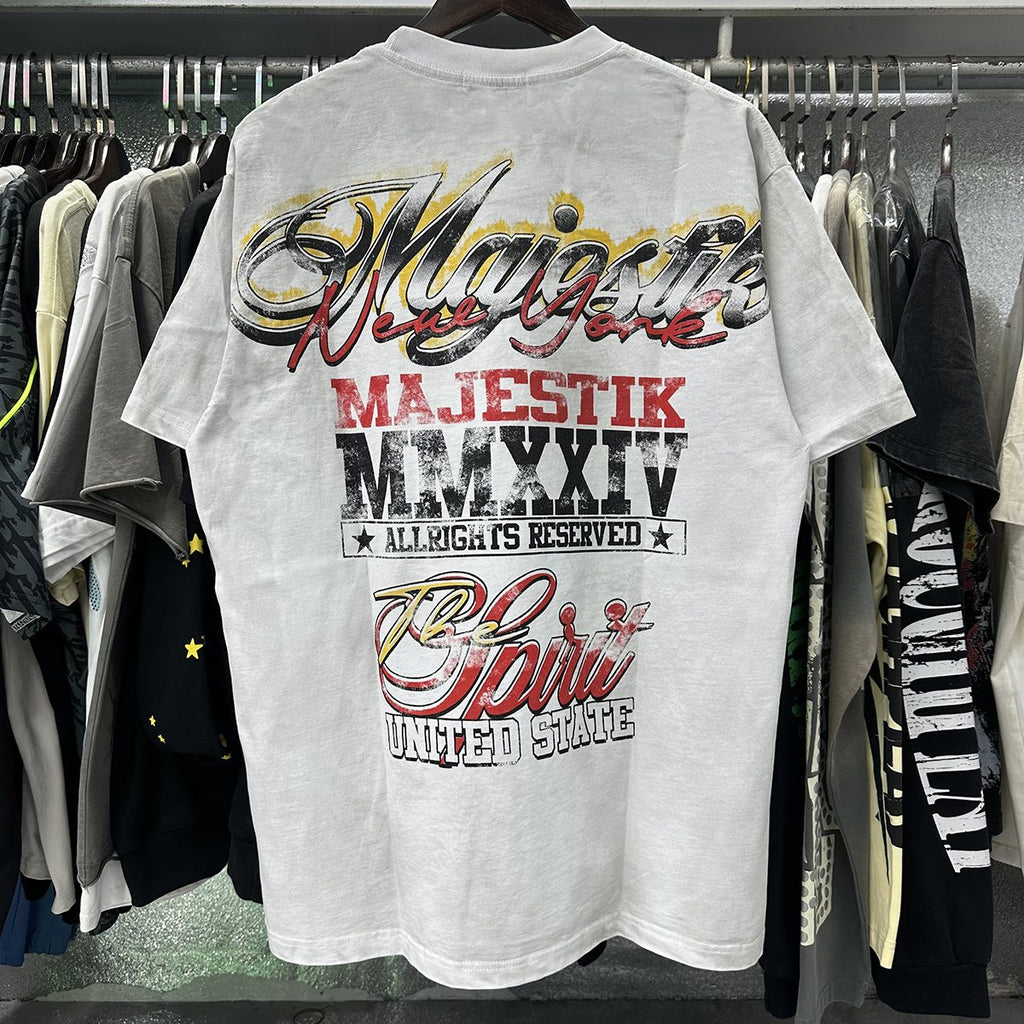 MAJESTIK Liberty Statue Rhinestone Graphic T-Shirt ¡ª context