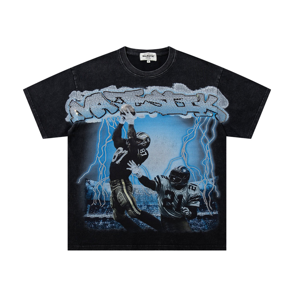 MAJESTIK Blue Football Graphic T-Shirt ¡ª hero