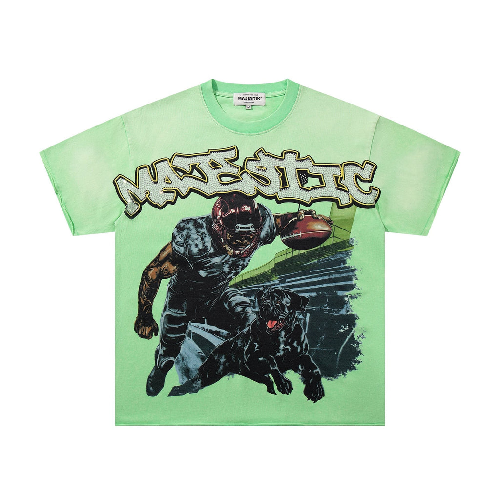 MAJESTIK Mint Green Football Graphic T-Shirt ¡ª hero