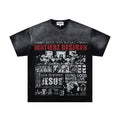 MAJESTIK Washed Black Distressed Graphic T-Shirt ¡ª front