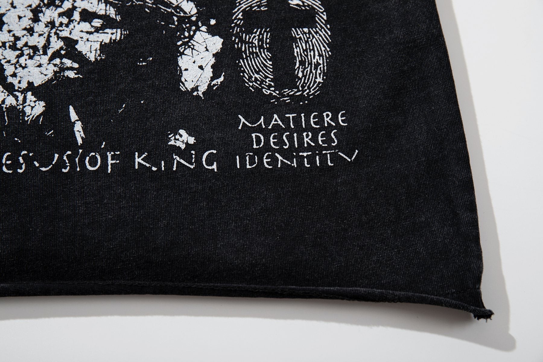 MAJESTIK Washed Black Distressed Graphic T-Shirt ¡ª detail