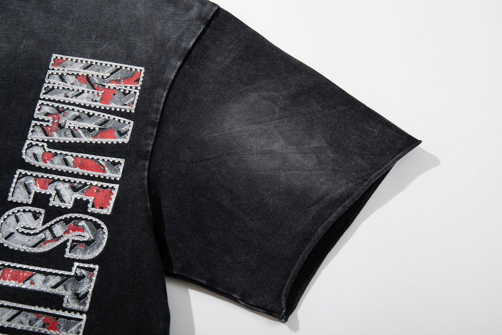 MAJESTIK Washed Black Graphic T-Shirt ¡ª detail