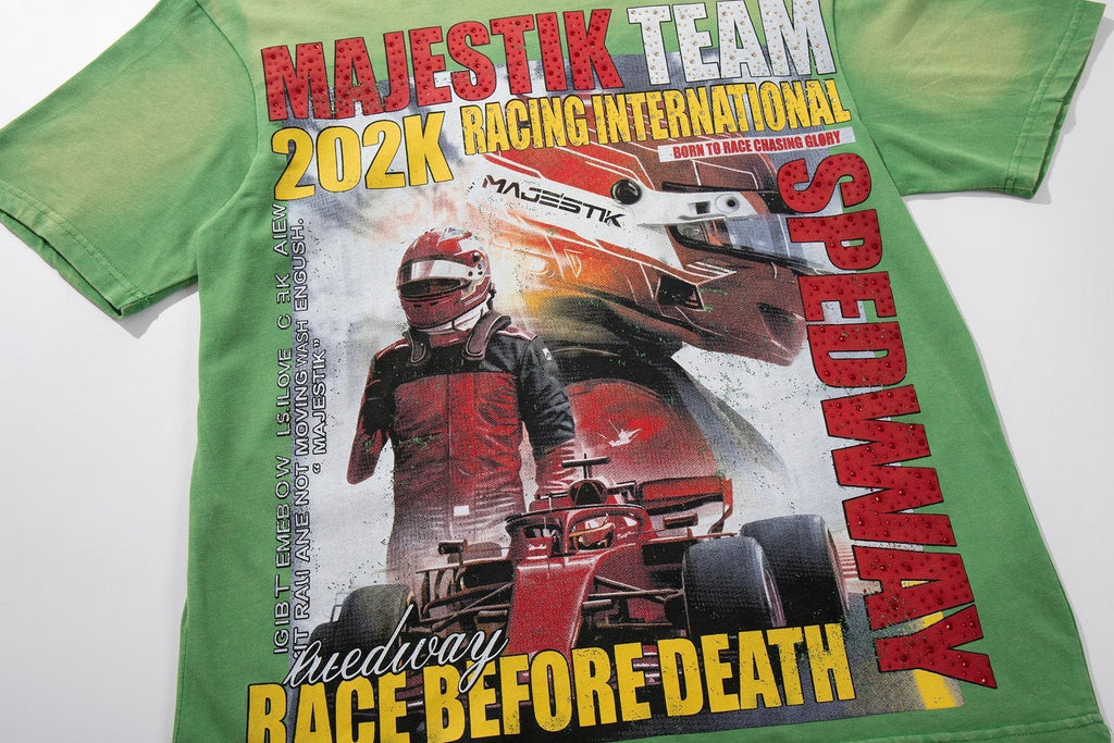 MAJESTIK Racing Graphic T-Shirt - Green ¡ª detail
