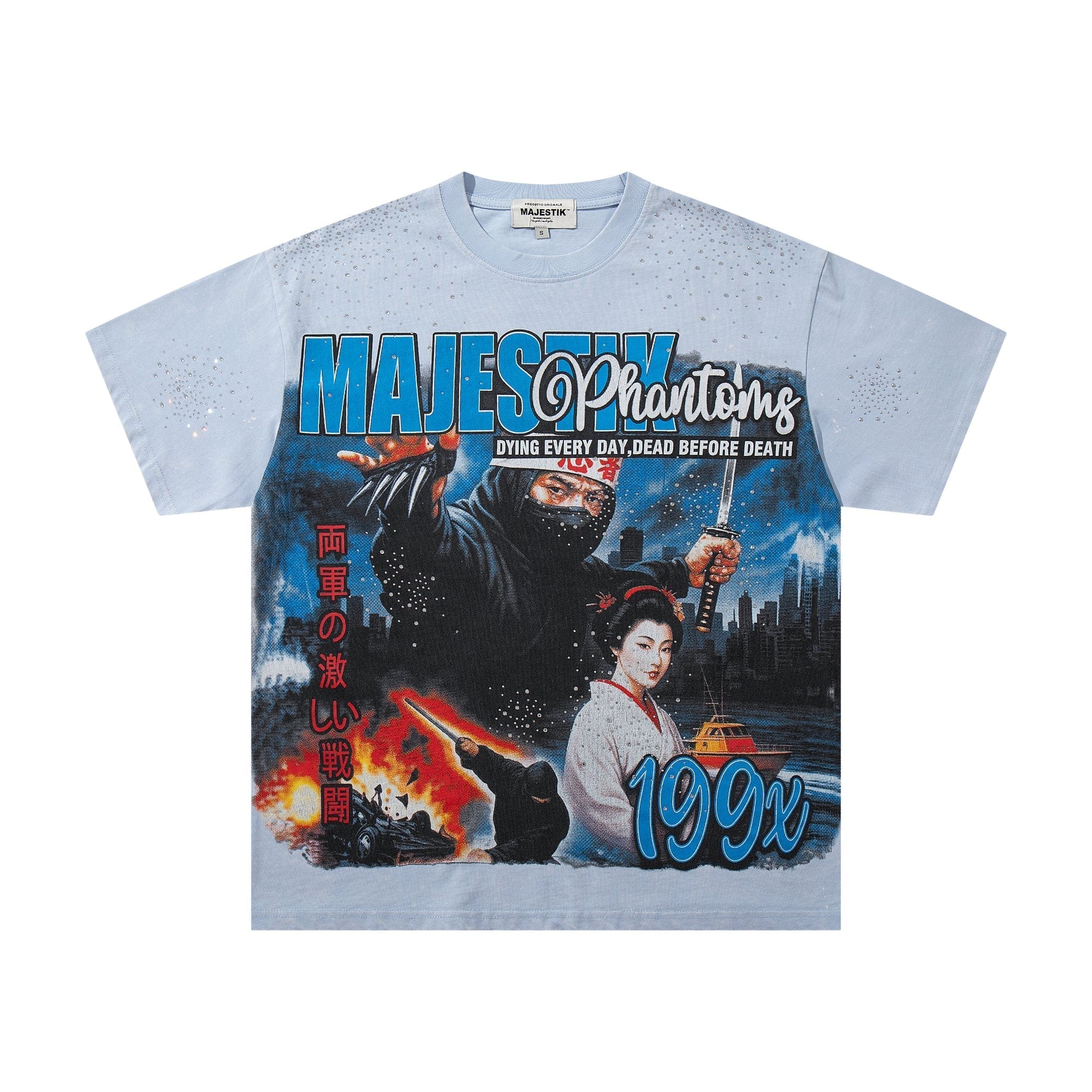 MAJESTIK Washed Rhinestone Graphic T-Shirt ¡ª hero