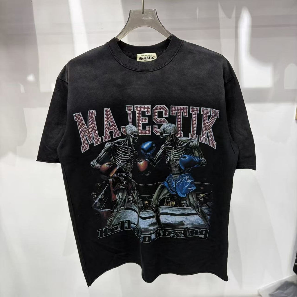 MAJESTIK Skeleton Boxing Graphic T-Shirt ¡ª front