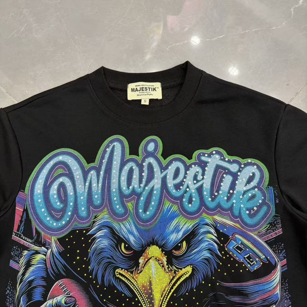 MAJESTIK Eagle Script Graphic Short-Sleeve T-Shirt ¡ª detail