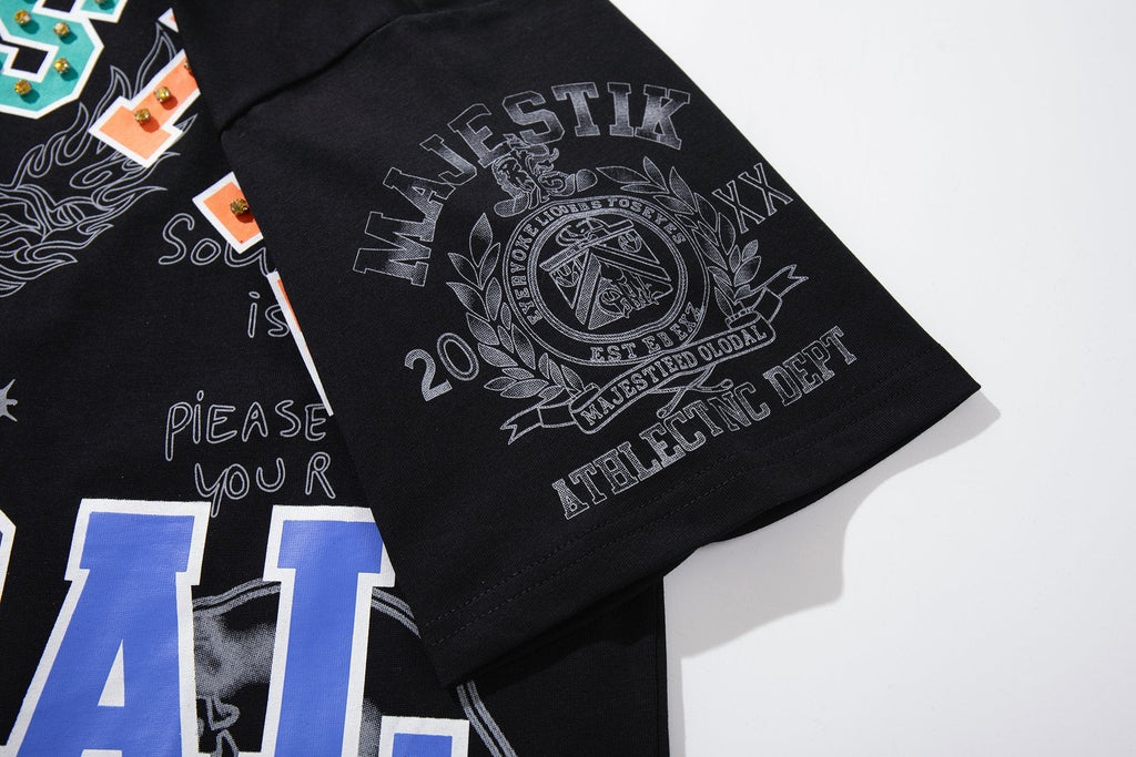 MAJESTIK Embellished Distressed Zip Polo Shirt ¡ª detail