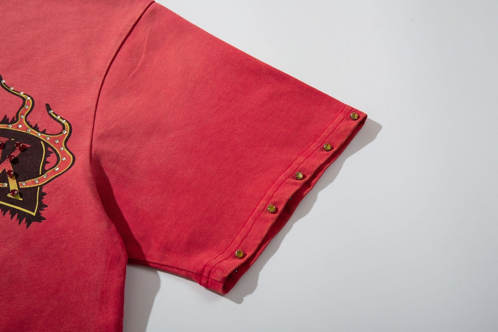 MAJESTIK Washed Red Graphic Short-Sleeve T-Shirt ¡ª detail