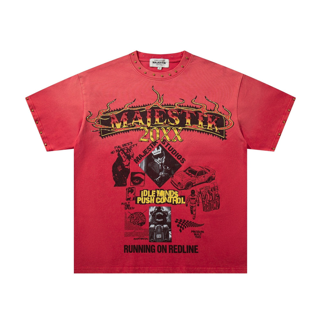 MAJESTIK Washed Red Graphic Short-Sleeve T-Shirt ¡ª hero