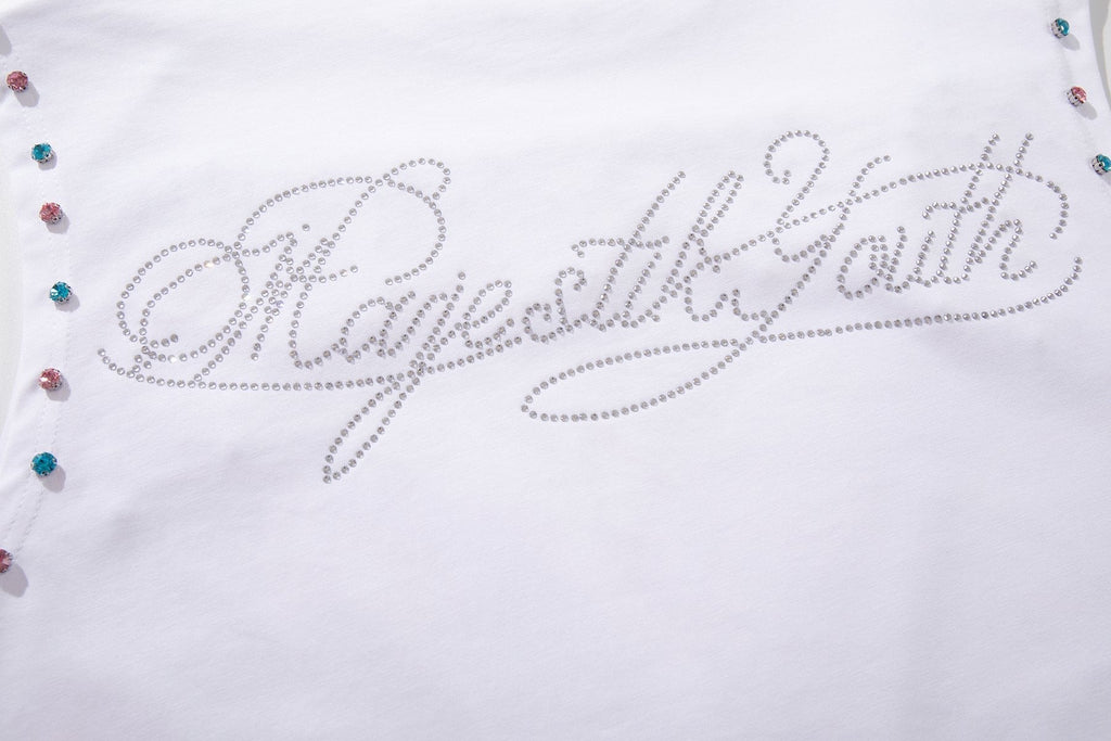MAJESTIK Horse Rider Rhinestone Sleeveless T-Shirt ¡ª detail
