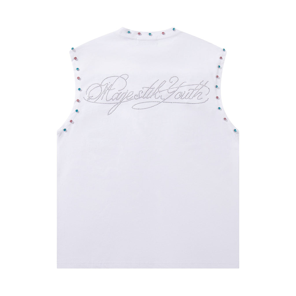 MAJESTIK Horse Rider Rhinestone Sleeveless T-Shirt ¡ª back