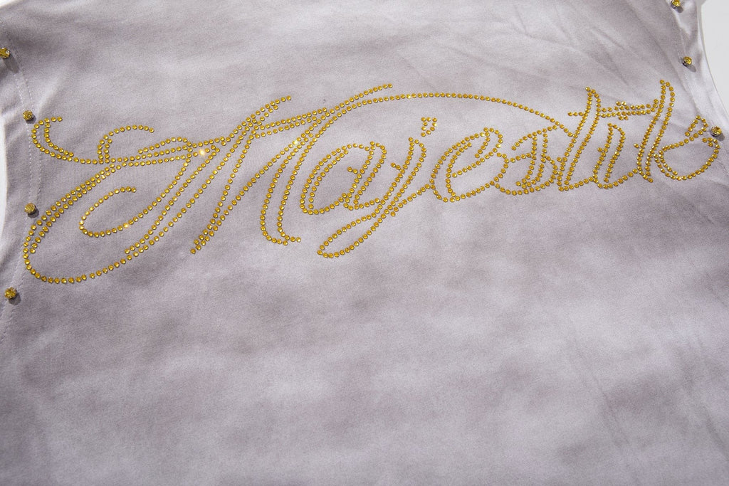 MAJESTIK Studded Washed Graphic Sleeveless T-Shirt ¡ª detail
