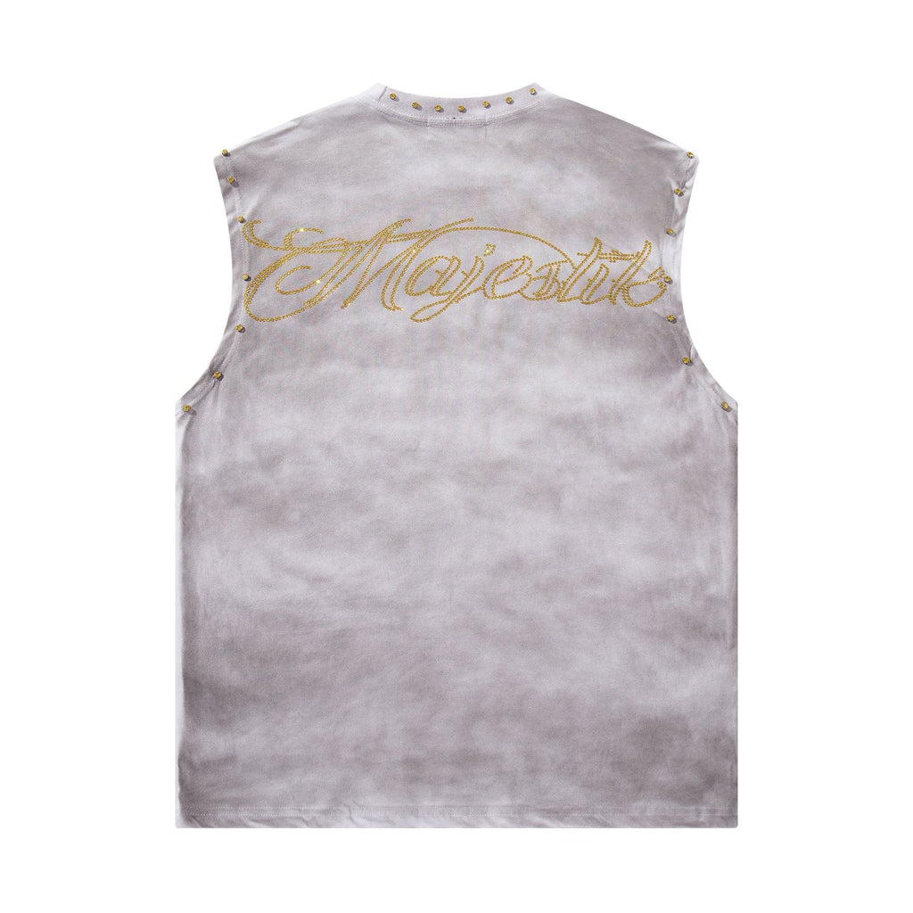 MAJESTIK Studded Washed Graphic Sleeveless T-Shirt ¡ª back